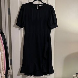 Anine Bing Black Midi Dress with Puff Sleeves